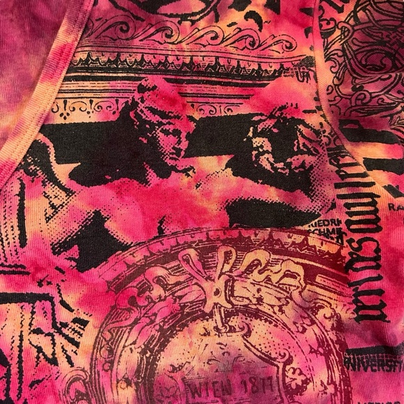 SALE Vintage Glima Vienna Graphic 3/4 Sleeve Top Tie Dye Y2K 90s Cotton USA XL - Picture 6 of 9